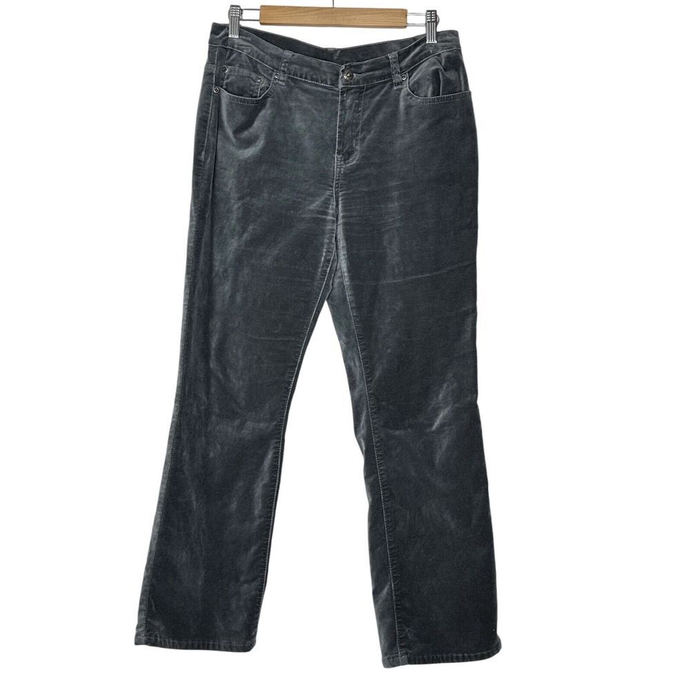 DG2 Diane Gilman Stretch Velvet Pull-On Jeans Womens 8 P Grey Stretch‎ Holiday